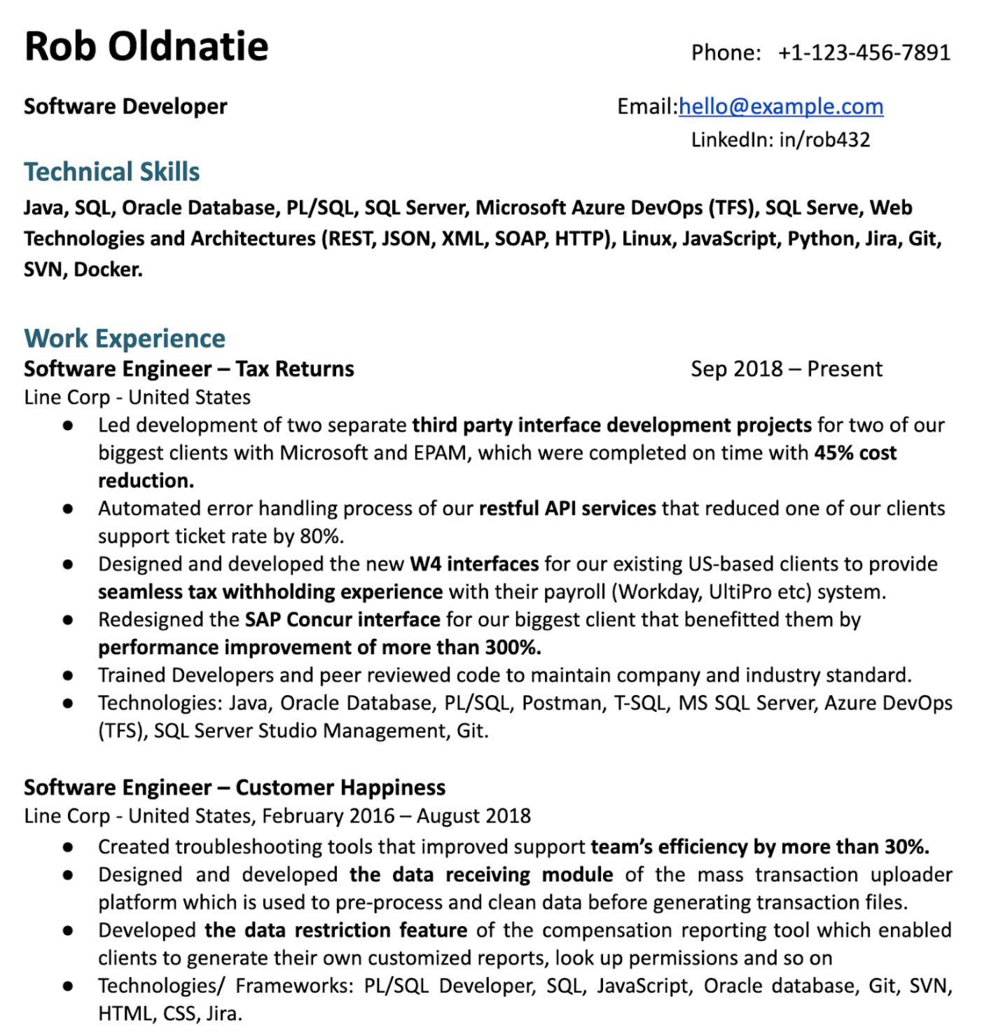 An example of a resume with common mistakes
